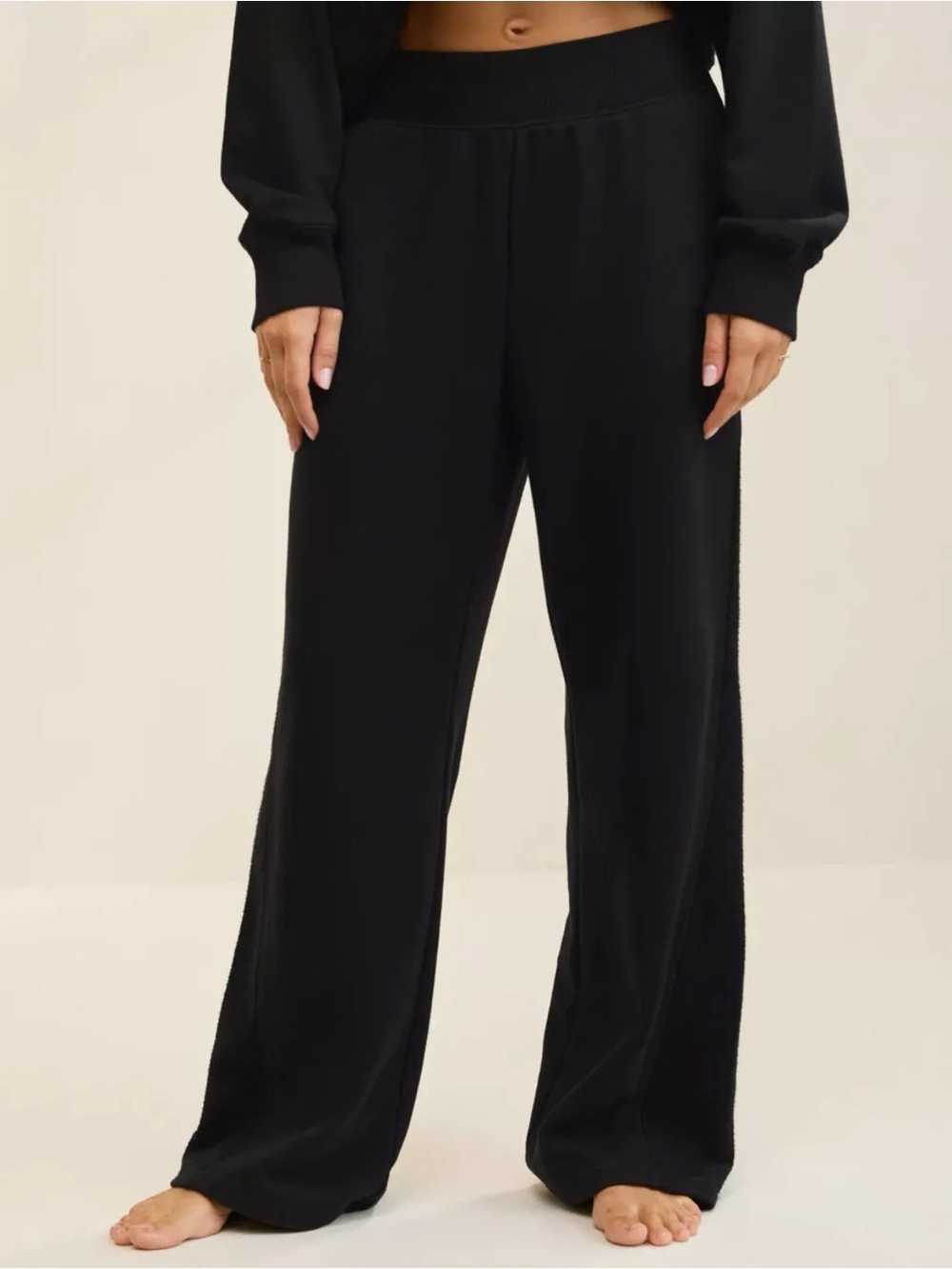 aerie Apres-Chill Trouser Sweatpants in Black Medium